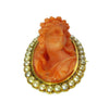 Victorian coral and seed pearl cameo brooch