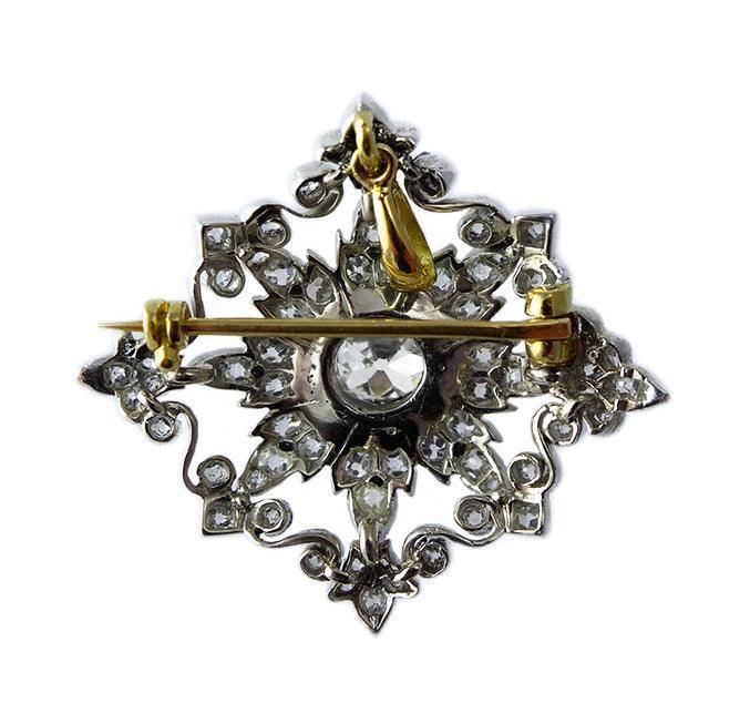 Victorian Diamond Starburst Cluster Pendant