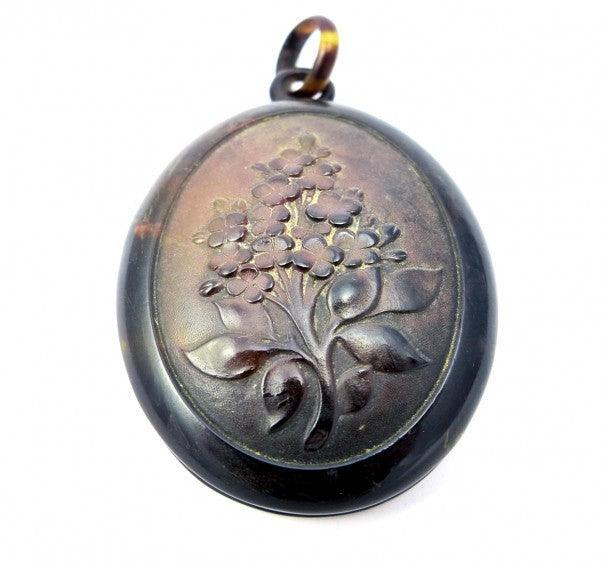 Victorian Floral Tortoiseshell locket - Irene Byrne & Co
