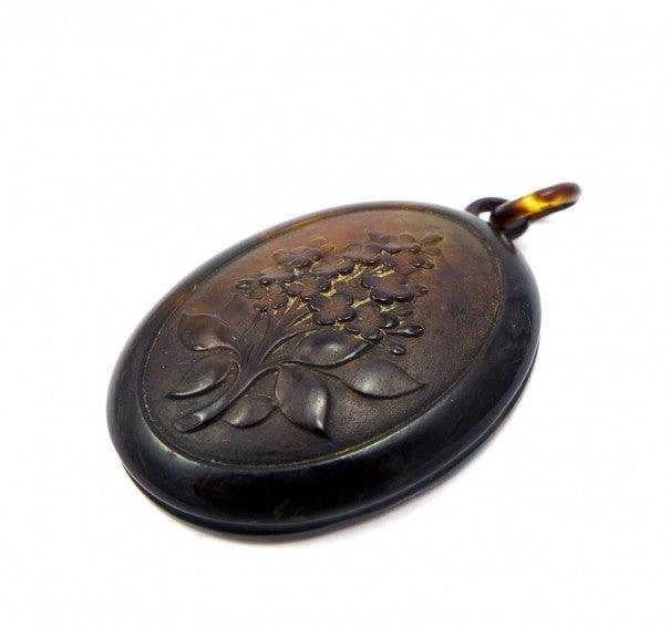 Victorian Floral Tortoiseshell locket - Irene Byrne & Co