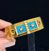 Antique Victorian gold bangle with pearls and rose cut diamonds.