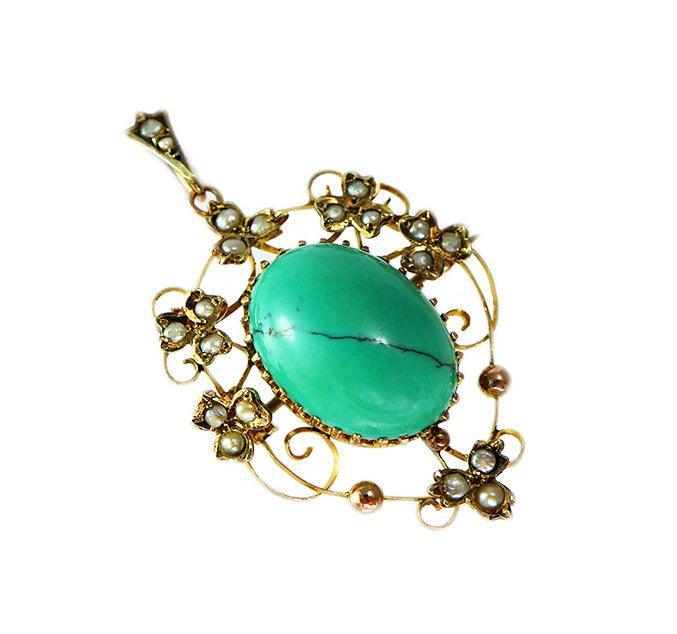Victorian Turquoise Pendant - Irene Byrne & Co