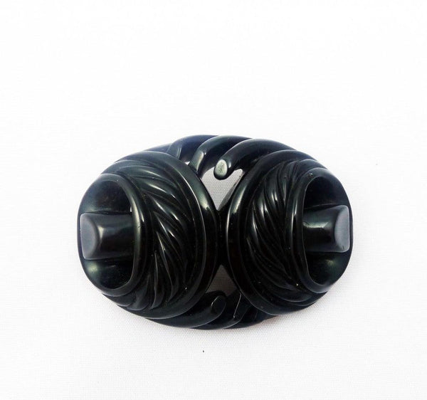 Victorian Whitby Jet carved brooch