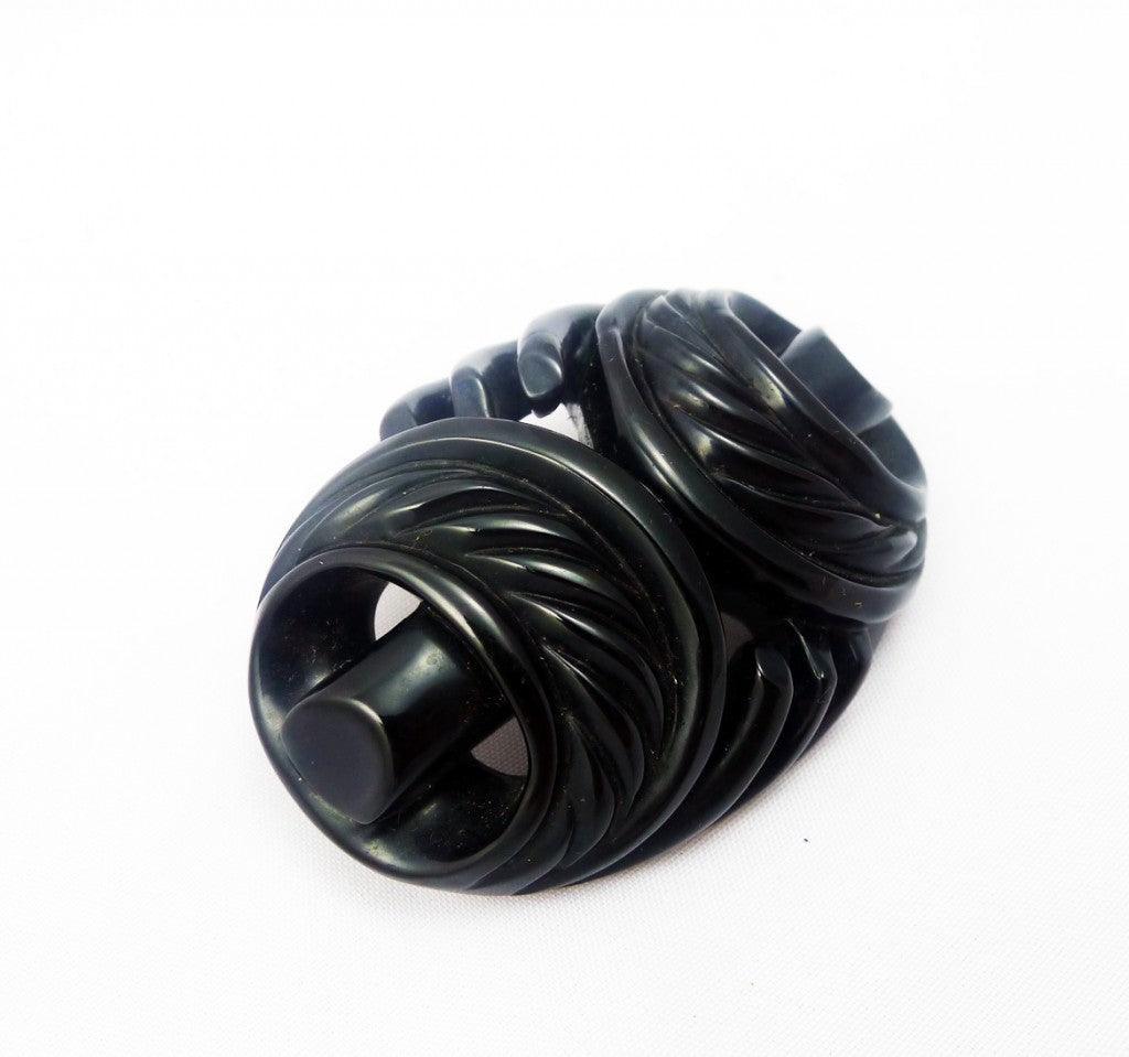 Victorian Whitby Jet carved brooch