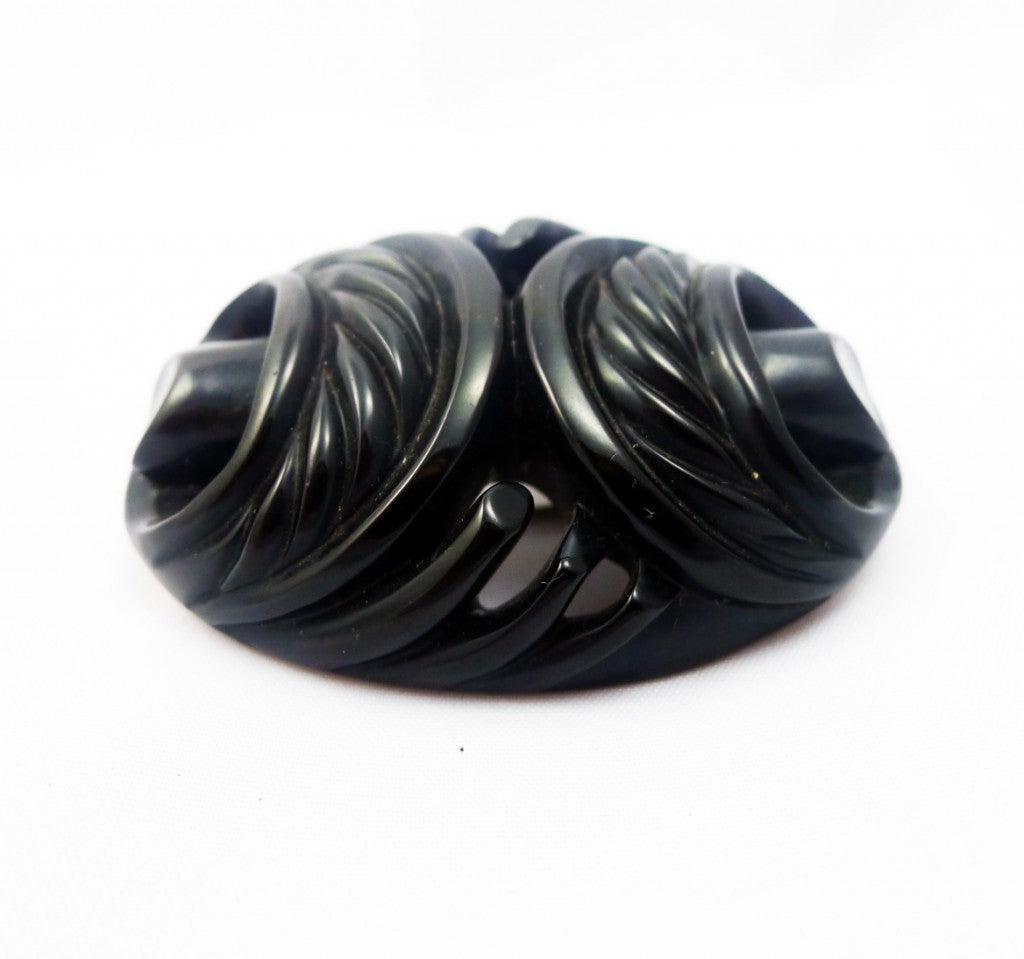 Victorian Whitby Jet carved brooch