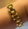 Vintage 1940s Egyptian 18ct yellow gold buckle link bracelet on wrist