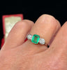  Vintage Colombian emerald engagement ring with emerald‑cut 1.15ct centre and G‑colour old European diamonds.