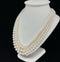 Vintage 1930s three-row graduated pearl necklace with white gold and diamond clasp.