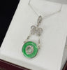 Vintage platinum jade pendant with A‑type jadeite pi disc, rose‑cut diamond halo and ovoid natural pearls