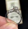 Vintage 1920s diamond ring 1.25ct Old European cut centre with baguette side stones and pierced platinum shoulders.